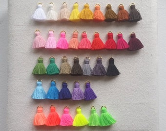 10% Wholesale 40 pcs - 0.8" Mini Lovely Art Cotton Tassel, Neon Tassels, Hand Crafted Charm Supplies for fashion accessories, ET0010