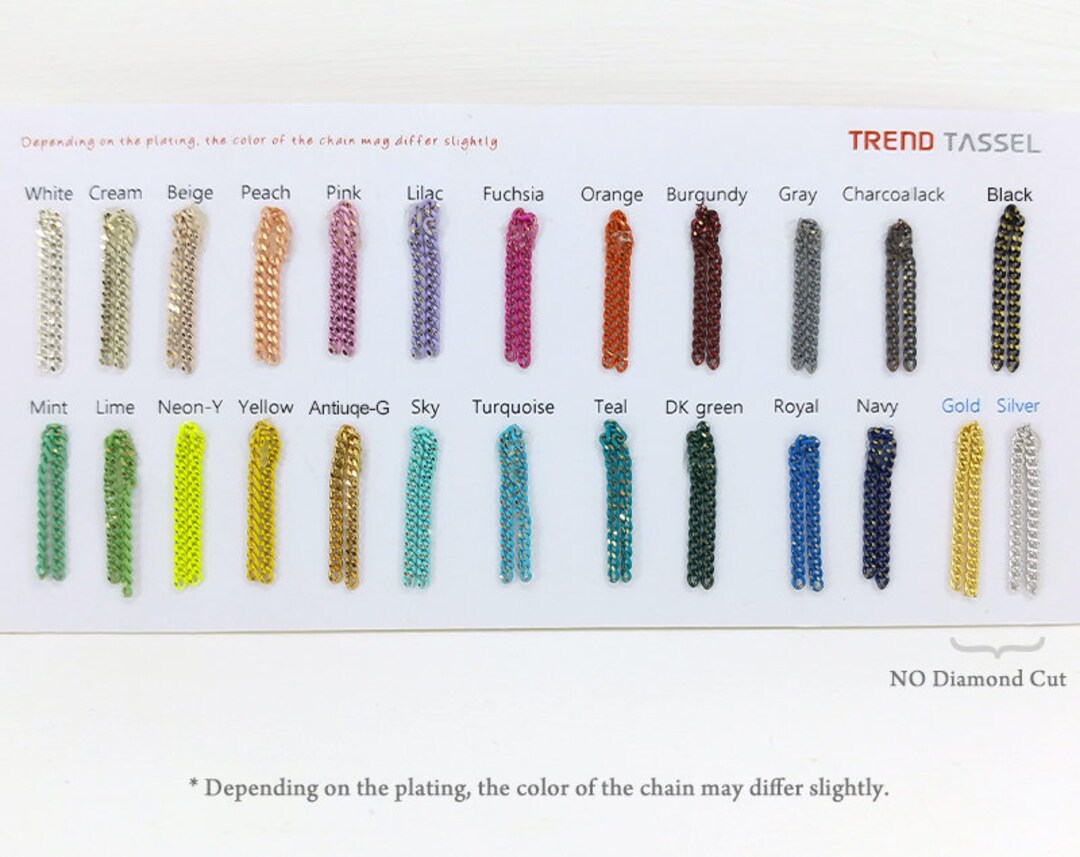 Rush Color Chain 1 M - 27 Colors, 1.5mm Curved Color Chain, Shiny Diamond Cut, Flat Curb ...