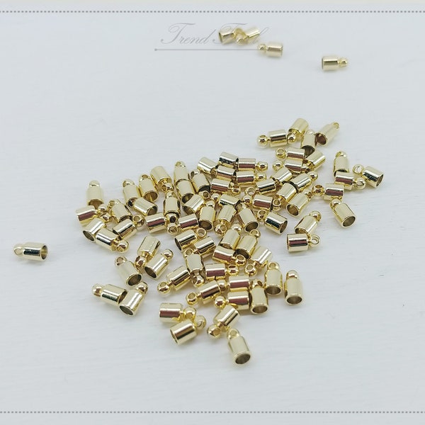 10 pcs - mini 3,5 mm bouchon en laiton plaqué or, fin cordon bricolage privé Cap, gland charme résultats, approvisionnement