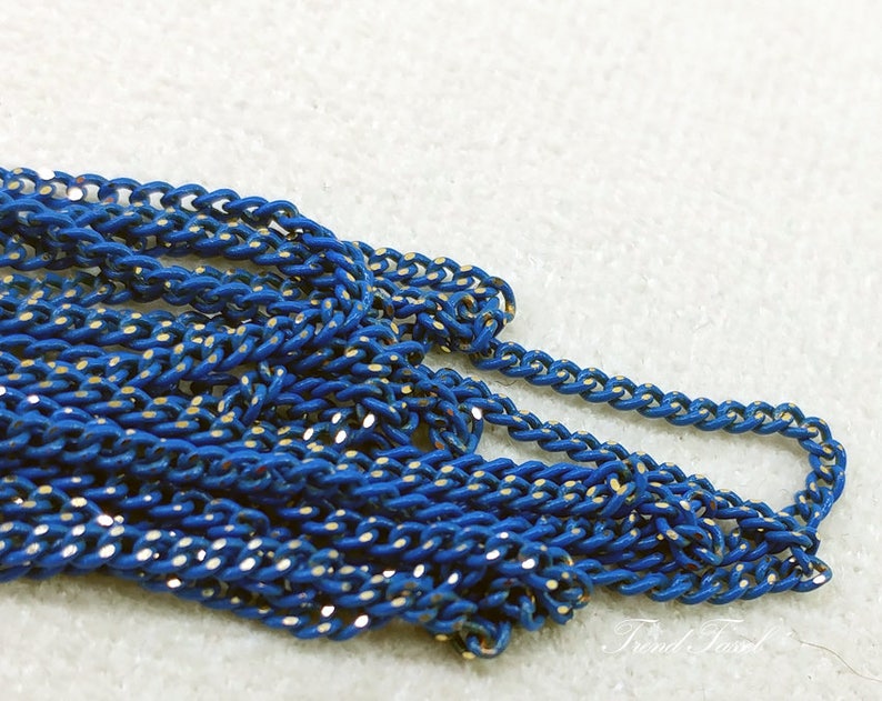 1 m beading Shiny Diamond Cut 1.5mm Royal Blue Curved Color Chain Flat Curb Supply for DIY jewellery necklace 145SF