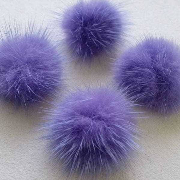 4 PCS - (Pas d’anneau) Lavande 30mm Véritable Vison Fourrure Ball Pom pom, Plain, ECT0009n