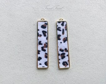 2 Stück weiß - 2" Rechteck Leopard Haar, Animal-print baumeln für die Herstellung von Modeschmuck, Ohrringe, Halskette