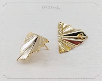 2 pezzi - orecchini a bottone triangolare placcati in oro da 28 mm, orecchini pendenti, orecchini geometrici [EM0014E-G]