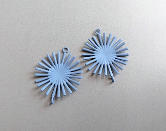 2 PCS - Jean, 25 mm matte rubber coated, Starburst Connector, Sunshine Pendant, Sunburst folded round Connector, jewelry [ ER0069 ]