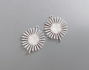 2 PCS - Beige, 25 mm matte rubber coated, Starburst Connector, Sunshine Pendant, Sunburst folded round Connector, jewelry [ ER0069 ]