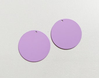 2 PCS - Lavender, 25mm matte rubber coated, Round disk charm, unique pendant, supply for earring, making jewelry, ER0008