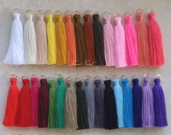 10% Wholesale 40 pcs - 2.4" Long Art Cotton Tassel, Neon Tassels, Without jump ring, Hand Crafted Charm Supplies for fashion accessories