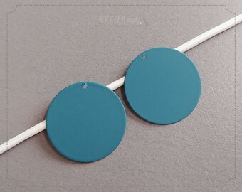 2 PCS - 25 mm Marine matte rubber coated, Round disk charm, unique pendant, supply for earring, making jewelry [ ER0008-MA ]