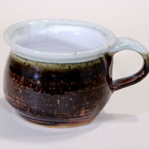 Large White, Brown, and Black Handmade Ceramic Mug