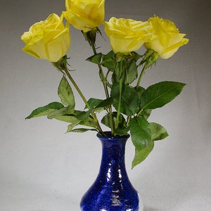 Cobalt and white stoneware flower vase.