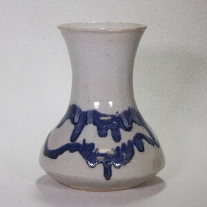 Blue and White Stoneware Ceramic Vase