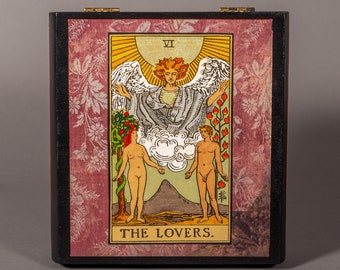 The Lovers, Tarot Box, Functional Art, Stash Box, Decoupage, Upcycled Art, Recycled Art, Storage, Altar Box, Handmade, Unique Gift, Witch