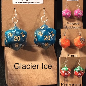 Dice Earrings, d20s, Dice jewelry, Handmade, DnD, Dungeons and Dragons