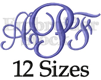 Sidney Monogram Font Monogram Machine Embroidery Font Monogram Design Machine Embroidery Design - 12 Sizes