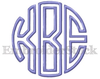 Circle Applique Monogram Design Embroidery Font Machine Embroidery Fonts Design - 4 Sizes