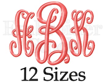 Crazy Embroidery Machine Downloadable Monogram Fonts For Embroidery Font Download - 12 Sizes