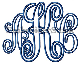Vine Monogram Applique Font Downloadable Interlocking Font Embroidery Design Applique Font For Download - 2 Sizes