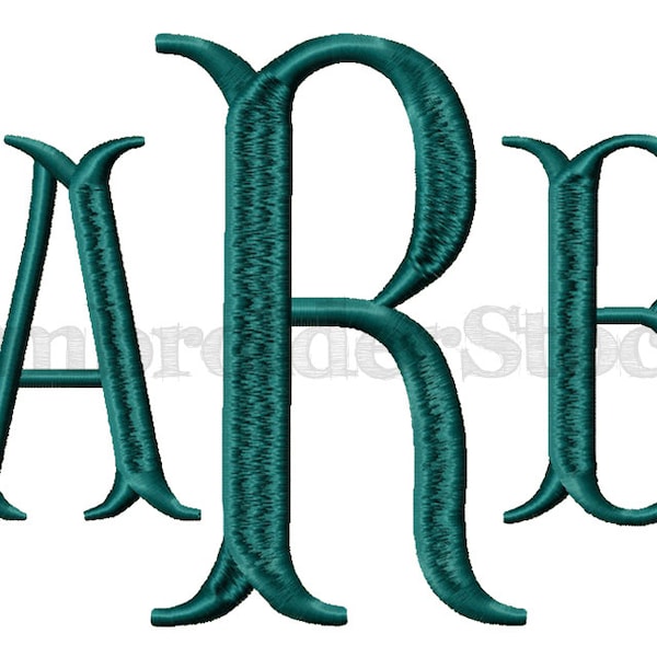 Fishtail Monogram Font Monogram Machine Embroidery Font Design Machine Embroidery Fonts Design - 6 Sizes