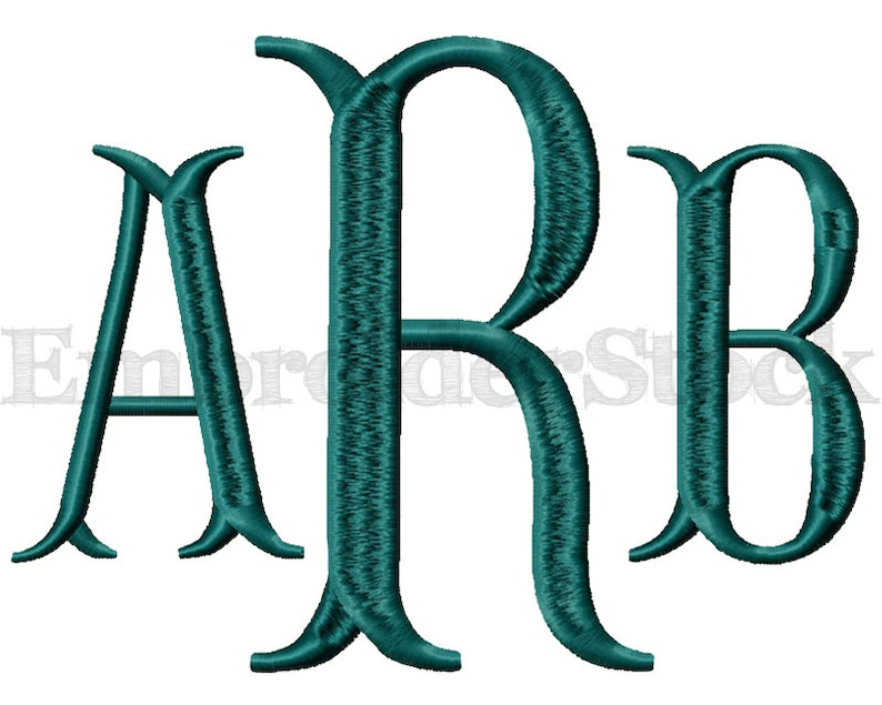 Fishtail Monogram Font Monogram Machine Embroidery Font Design Machine Embroidery Fonts Design 6 Sizes image 1