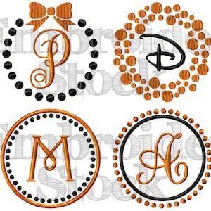 Dotted Monogram Design Frames Set For Machine Embroidery Use - Each Design Includes Two Sizes 4&quot; & 5&quot;