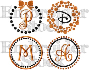 Dotted Monogram Design Frames Set For Machine Embroidery Use - Each Design Includes Two Sizes 4" & 5"