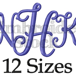 Janda Monogram Font Monogram Machine Embroidery Font PES Monogram Design Machine Embroidery Font Design- 12 Sizes
