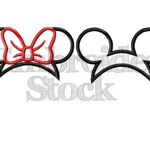 Minnie and Mickey Mouse Applique Hats For Embroidery Machine Use - 3 Sizes