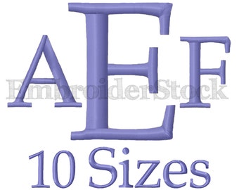 Embroidery Machine Font Stacked monogram Typwriter Embroidery Fonts - 10 Sizes