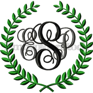 9 Sizes - Machine Embroidery Laurel Frame Design Monogram Frame Designs Leaf Monogram Design