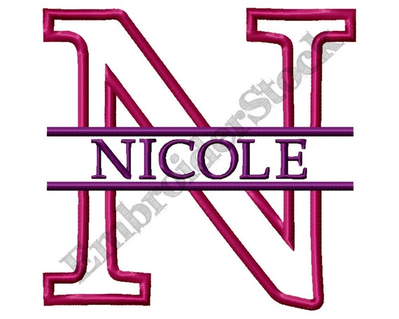 Split Applique Alphabet Monogram Font Machine Embroidery Font Design -  For 4"x4" Embroidery Hoop