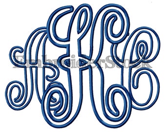 Vine Monogram Applique Font Downloadable Interlocking Font Embroidery Design Applique Font For Download - 2 Sizes