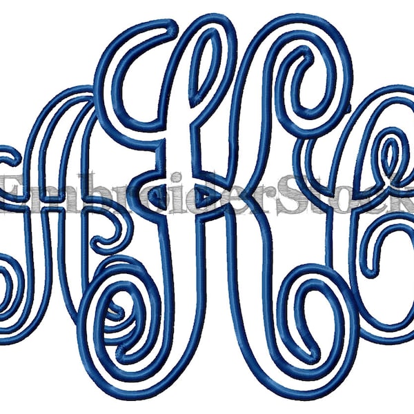 Vine Monogram Applique Font Downloadable Interlocking Font Embroidery Design Applique Font For Download - 2 Sizes