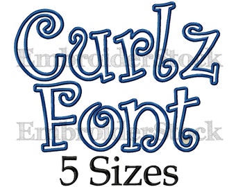 Curlz Applique Font Curlz Font Applique Embroidery Font Curlz Monogram Font Machine Embroidery Fonts For Embroidery - 5 Sizes