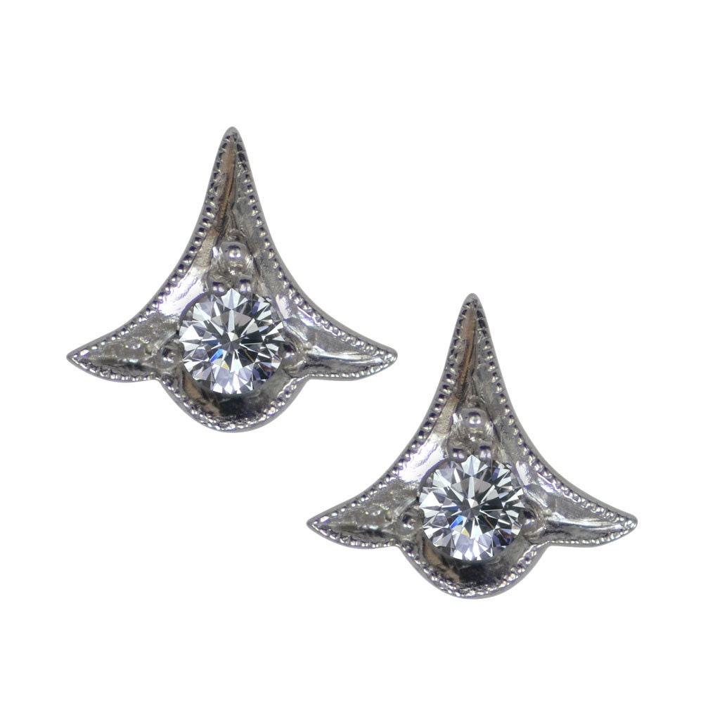 Vintage Art Deco Diamond Set Platinum Stud Earrings - Etsy
