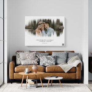 Custom picture as Sound Wave on canvas. Custom Song QR scan code, Song Sound wave Print Personalized Gift. Custom Sound Wave picture QR gift