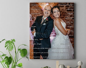 Father's Day Canvas Gift/ Father-Daughter First Dance Photo to Canvas with Lyrics, Text, Quotes. After wedding keepsake Gift to Parents