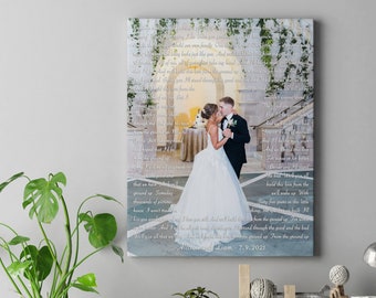 First Dance Lyrics print on Canvas / Wedding song print art / Anniversary Gift for wife or husband. Wedding song lyrics around the couple