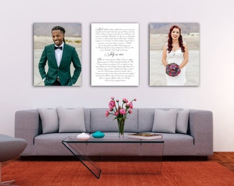 Set of 3 Canvas Prints Wedding Vows Renewal | Groom picture - Wedding Vows Print - Bride picture  | Wedding Vows Keepsake Sign on Canvas