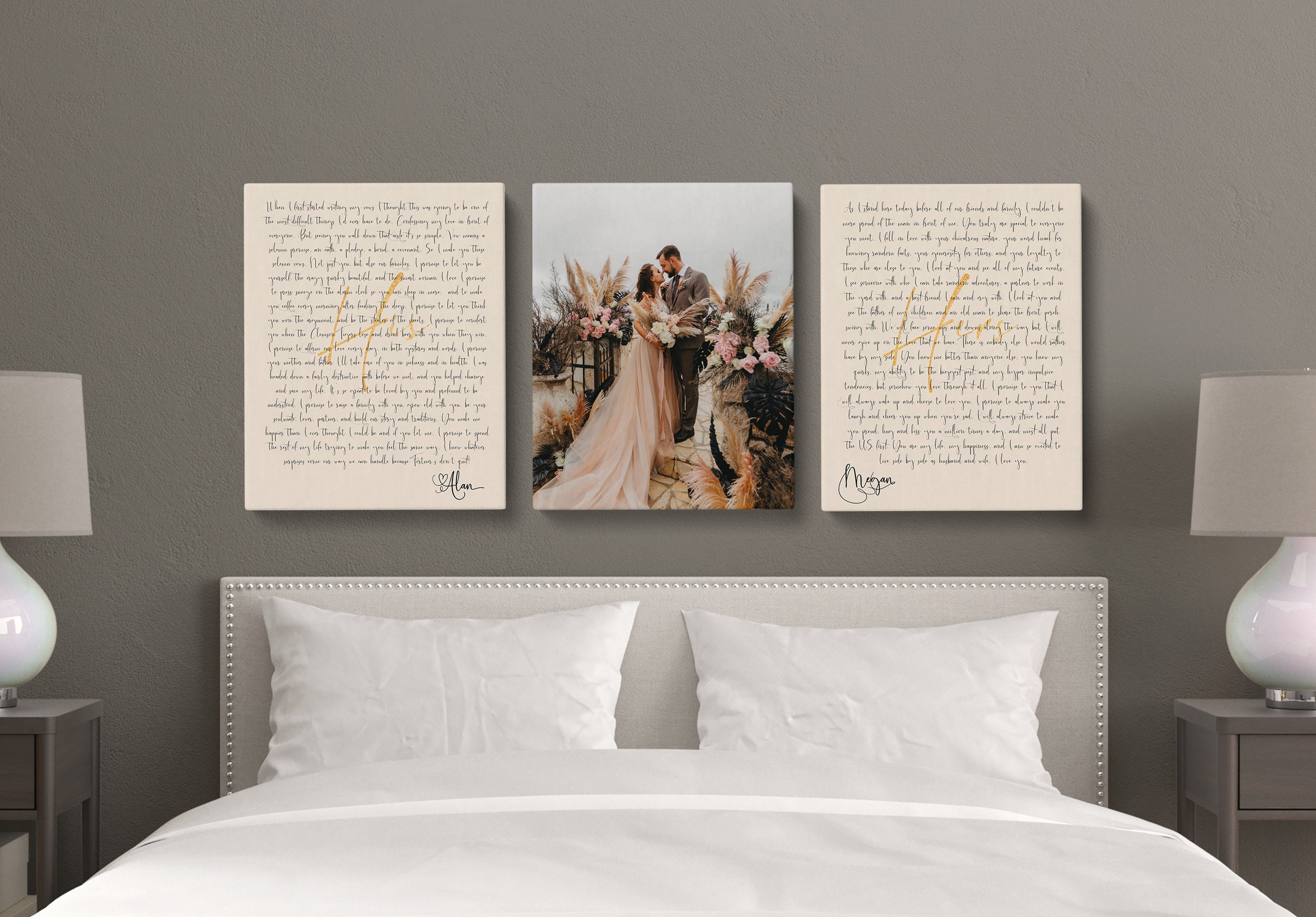 Wedding Vows Sign on Canvas | Wedding Vows His and Hers | Wedding Vows