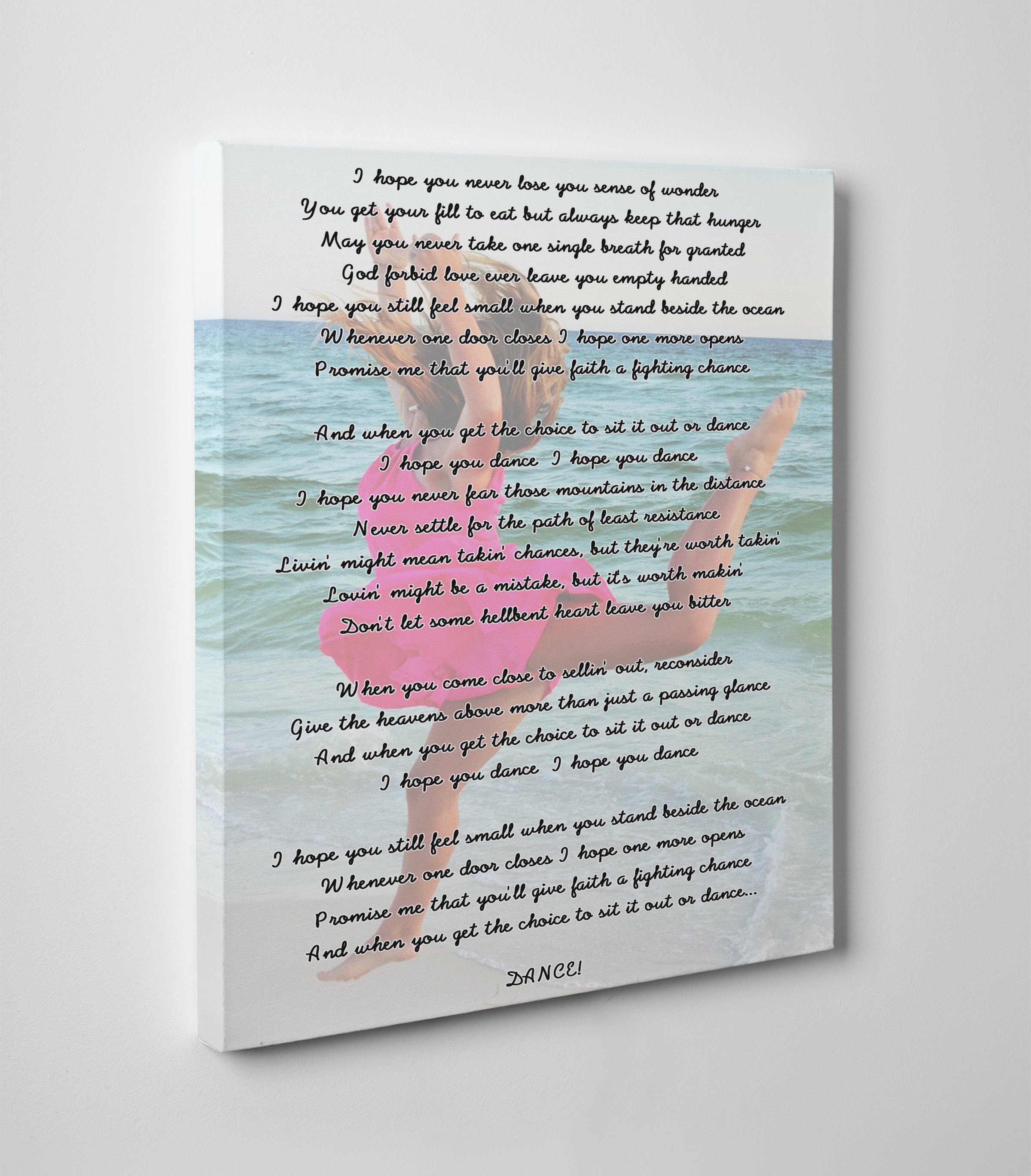 Custom Canvas With Lyrics Poem Speech Word Art Quotes. Etsy