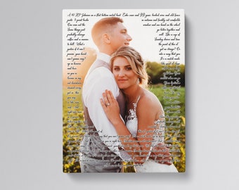 First Dance Lyrics with background picture on Canvas / Wedding Vows to canvas /Anniversary Gift for wife-husband. Wedding song lyrics art