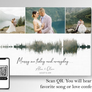 Valentine day gift Custom Sound wave song Print on canvas Personalized Gift. Sound Wave and QR code pictures Wall Art. Anniversary gift idea