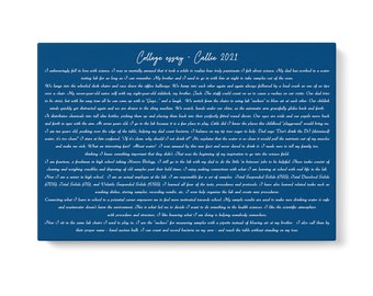 Custom text/ speech/ college essay print on canvas. Custom poem to print on canvas.  Family wish/ family rules Sign canvas. Grad 2024 gift
