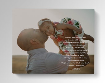 Father's Day Custom Canvas Print /Gift to Daddy. Son and daddy printed gift. Daughter to daddy poem print gift