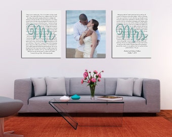 Mr and Mrs vows and couple's picture print on canvas, His and Her vows canvases, Christmas Gift for wife or husband, Vows keepsake canvas