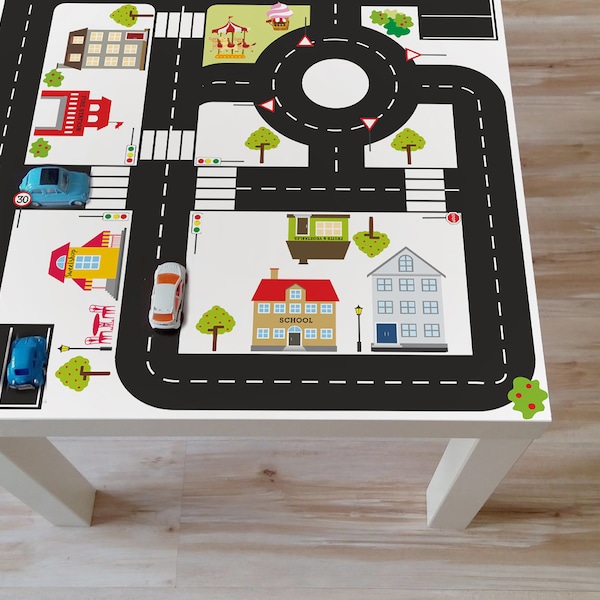 Roar decal "Ride on CITY":  55x55cm  sutitable for IKEA LACK kids table - Furniture not include