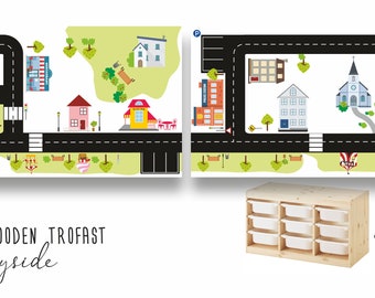 Road sticker "Ride on CITY": 2 sticker side by side 89,7x39,7cm sutitable for IKEA WOODEN Trofast storage