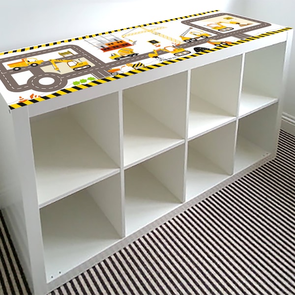 Road sticker "Construction", playmat educational, kid play:  146,3x38,7cm. sutitable for Ikea KALLAX storage\see picture\