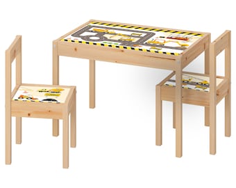 Road sticker "Construction": 60x44cm sutitable for IKEA Latt table and 2 chairs  24x24cm - Furniture not included