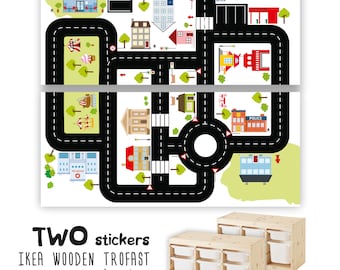 Road sticker "Ride on CITY": 2 sticker 89,7x39,7cm sutitable for IKEA WOODEN Trofast storage - without furniture